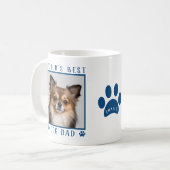 World's Best Dog Dad Blue Paw Print Name Pet Photo Coffee Mug (Front Left)