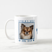 World's Best Dog Dad Blue Paw Print Name Pet Photo Coffee Mug (Left)