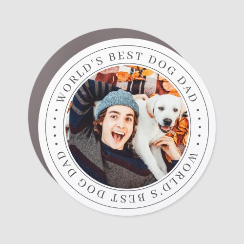 Worlds Best Dog Dad Classic Simple Photo Car Magnet
