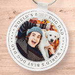 World's Best Dog Dad Classic Simple Photo Keychain<br><div class="desc">This simple and classic design is composed of serif typography and add a custom photo.</div>