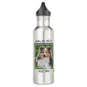 World's Best Dog Dad - Custom Cute Dog Photo Stainless Steel Water Bottle