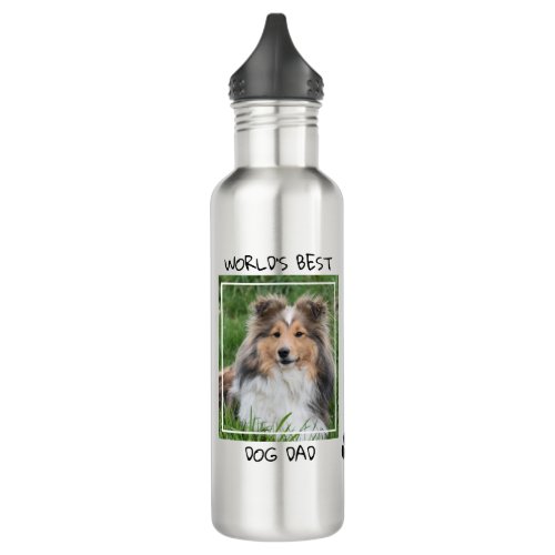 Worlds Best Dog Dad _ Custom Cute Dog Photo Stainless Steel Water Bottle