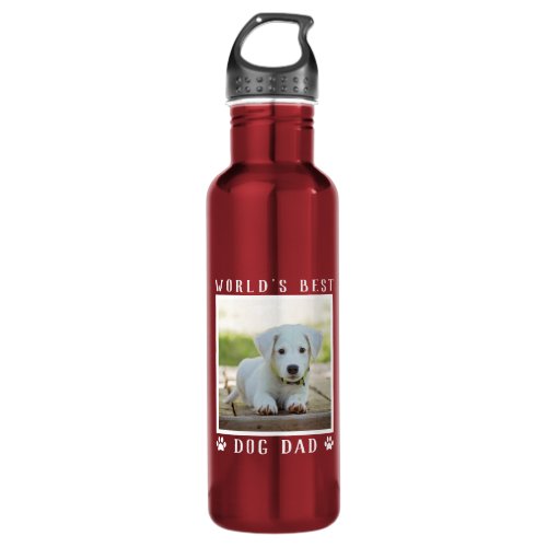Worlds Best Dog Dad Custom Pet Photo Stainless Steel Water Bottle