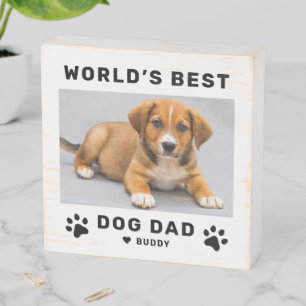 Worlds Best Dog Dad Custom Pet Photo Wooden Box Sign