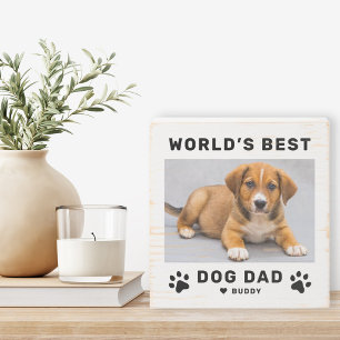 Worlds Best Dog Dad Custom Pet Photo Wooden Box Sign