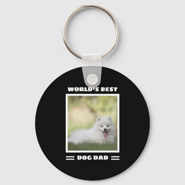 World's Best Dog Dad Custom Photo Personalized Keychain (Front)