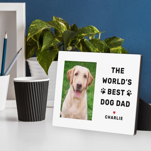 Worlds Best Dog Dad Custom Photo Pet Lover Plaque