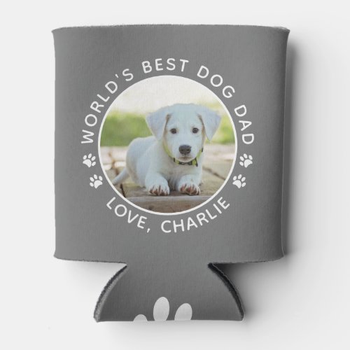 Worlds Best Dog Dad Cute Custom Pet Photo Can Cooler