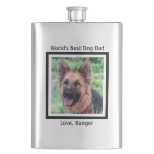 World's Best Dog Dad - Cute Custom Pet Photo Flask