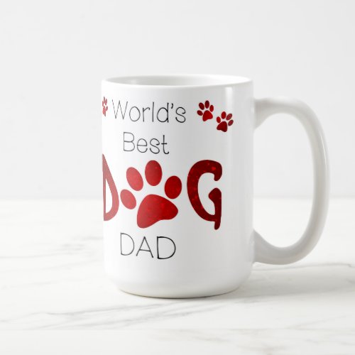 Worlds Best Dog Dad _ Dog Lover _ Paw Prints Coffee Mug