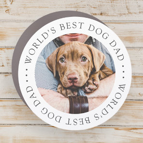 World's Best Dog Dad Elegant Simple Custom Photo Car Magnet