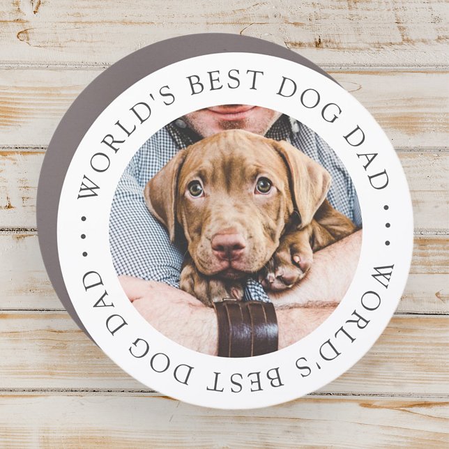 World's Best Dog Dad Elegant Simple Custom Photo Car Magnet (Creator Uploaded)