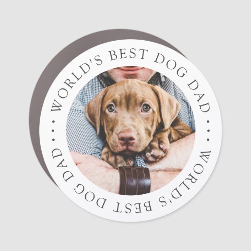 Worlds Best Dog Dad Elegant Simple Custom Photo Car Magnet
