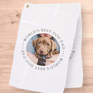 World's Best Dog Dad Elegant Simple Custom Photo Golf Towel