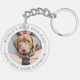 World's Best Dog Dad Elegant Simple Custom Photo Keychain