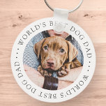 World's Best Dog Dad Elegant Simple Custom Photo Keychain<br><div class="desc">This simple and classic design is composed of serif typography and add a custom photo.</div>