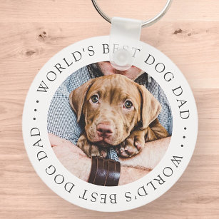 World's Best Dog Dad Elegant Simple Custom Photo Keychain