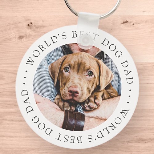 Worlds Best Dog Dad Elegant Simple Custom Photo Keychain