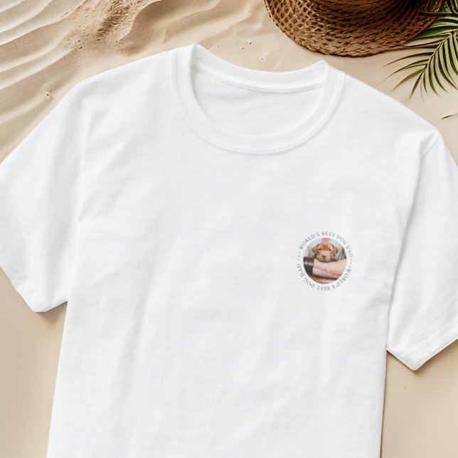 World's Best Dog Dad Elegant Simple Custom Photo T-Shirt (Creator Uploaded)