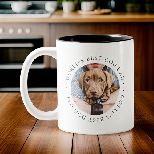 Worlds Best Dog Dad Elegant Simple Custom Photo Two_Tone Coffee Mug