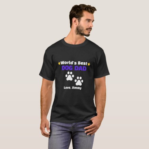 Worlds Best Dog Dad Embracing Pawprints in Love T_Shirt