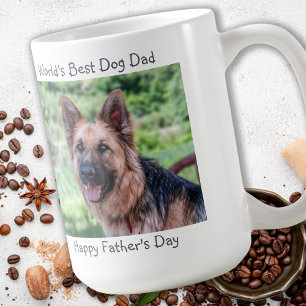 Worlds Best Dog Dad- Father's Day - Gray Pet Photo Coffee Mug