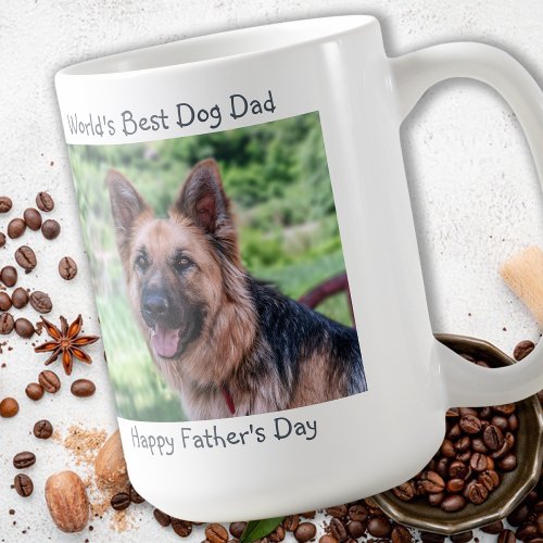 Worlds Best Dog Dad_ Fathers Day _ Gray Pet Photo Coffee Mug