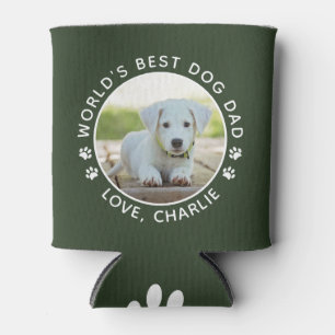 World's Best Dog Dad Fun Custom Pet Photo Can Cooler