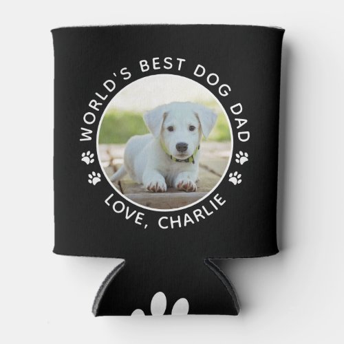 Worlds Best Dog Dad Fun Personalized Pet Photo Can Cooler