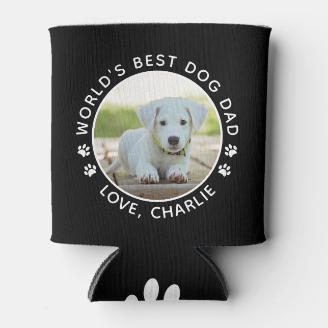 World's Best Dog Dad Fun Personalized Pet Photo Can Cooler (Front)