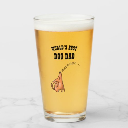 Worlds Best DOG DAD Funny Gift for Dog Fathers Glass