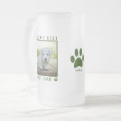 World's Best Dog Dad Green Paw Prints Name Photo Frosted Glass Beer Mug (Front Left)