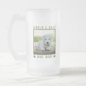 World's Best Dog Dad Green Paw Prints Name Photo Frosted Glass Beer Mug (Left)