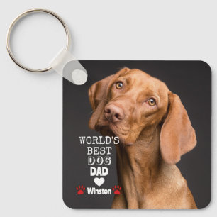 World's Best Dog Dad Heart Paw 2 Photo Keychain