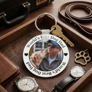 World's Best Dog Dad Modern Elegant Black white  Keychain