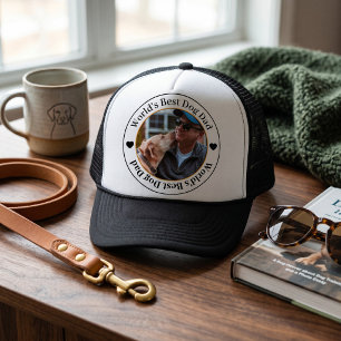 World's Best Dog Dad Modern Elegant Custom Photo Trucker Hat