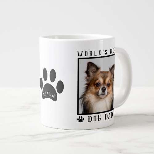 Worlds Best Dog Dad Name Paw Prints Pet Photo Giant Coffee Mug