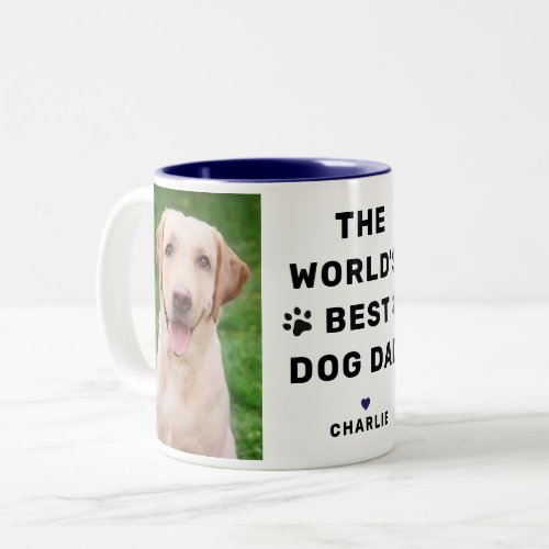 Worlds Best Dog Dad Navy Two Photo Pet Lover Two_Tone Coffee Mug