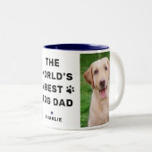 Worlds Best Dog Dad Navy Two Photo Pet Lover Two-Tone Coffee Mug (Front Right)