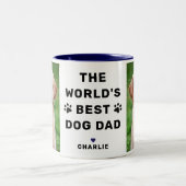 Worlds Best Dog Dad Navy Two Photo Pet Lover Two-Tone Coffee Mug (Center)