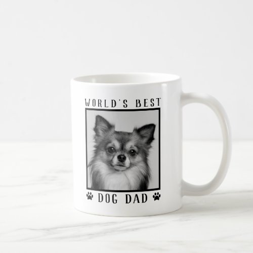 Worlds Best Dog Dad Paw Prints Black White Photo Coffee Mug