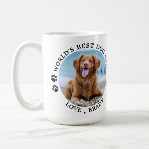 Worlds Best Dog Dad Paw Prints Custom Pet Photo Coffee Mug