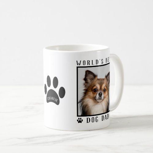Worlds Best Dog Dad Paw Prints Name Pet Photo Coffee Mug