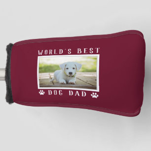 World's Best Dog Dad Paw Prints Pet Photo Burgundy Golf Head Cover
