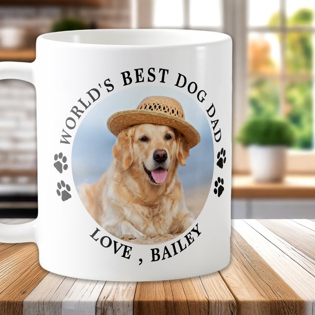 World's Best Dog Dad Paw Prints Pet Photo Coffee Mug (Creator Uploaded)