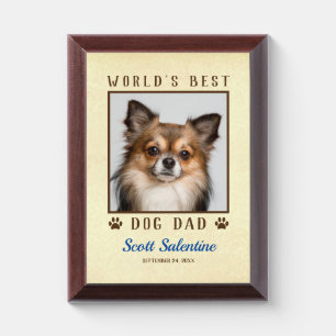 World's Best Dog Dad Paw Prints Pet Photo Frame Award Plaque