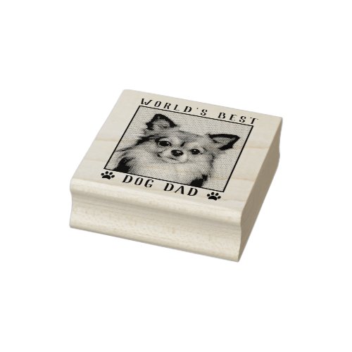 Worlds Best Dog Dad Paw Prints Pet Photo Frame Rubber Stamp