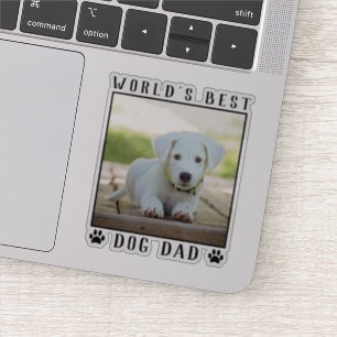 World's Best Dog Dad Paw Prints Pet Photo Frame Sticker