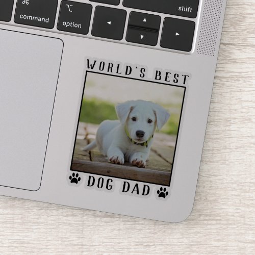 Worlds Best Dog Dad Paw Prints Pet Photo Frame Sticker