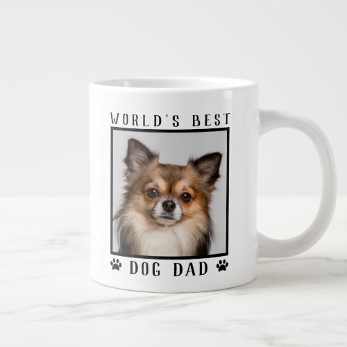 Worlds Best Dog Dad Paw Prints Pet Photo Giant Coffee Mug